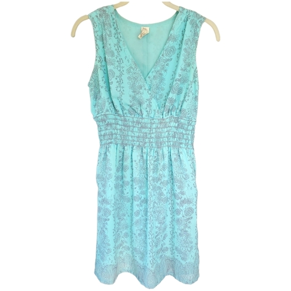 Aventura Dresses & Skirts - AVENTURA Sz S Aqua Blue Grey Sleeveless Babydoll Mini Dress Y2k Feminine Pockets